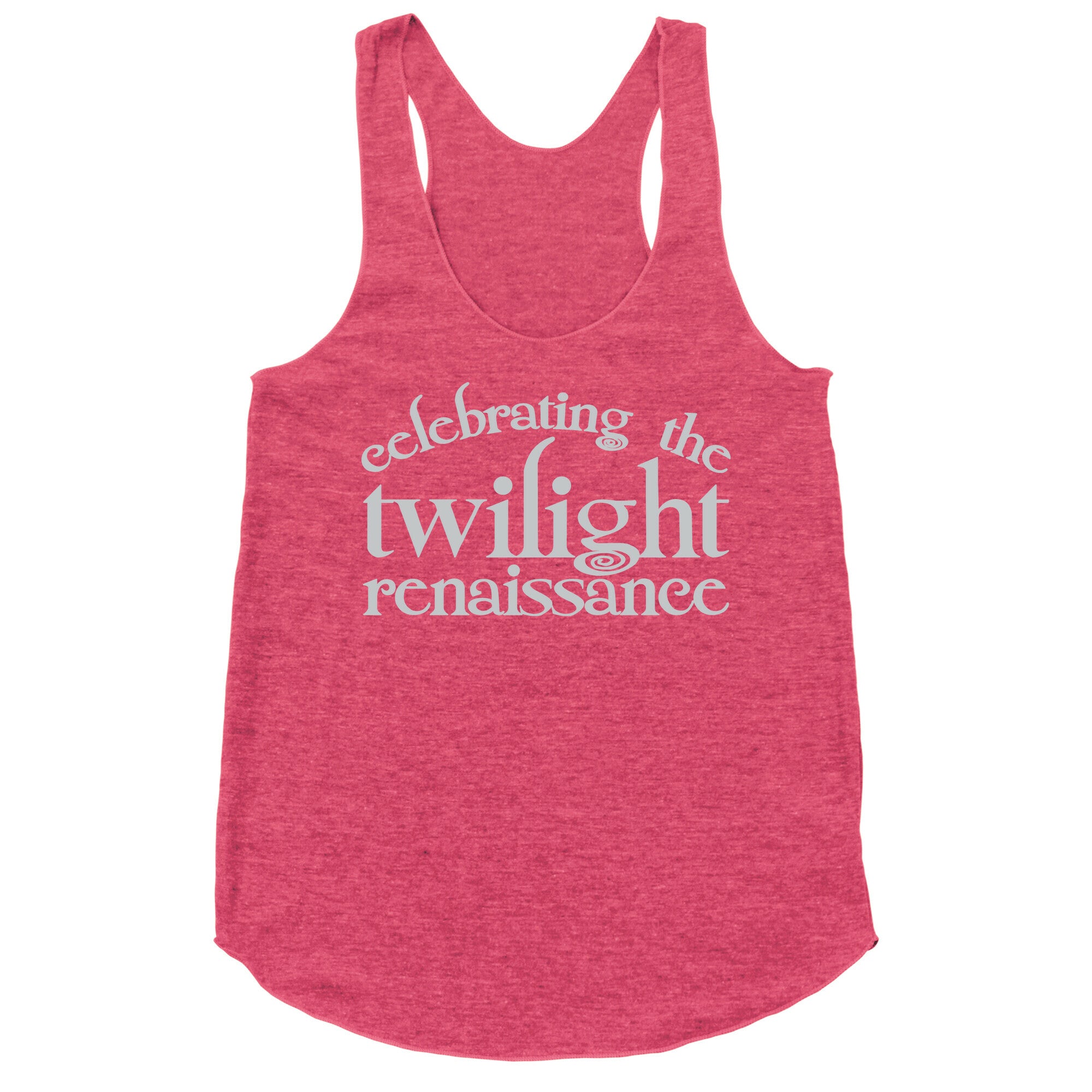 Celebrating The Twilight Renaissance Parody White Print Racerback Tank